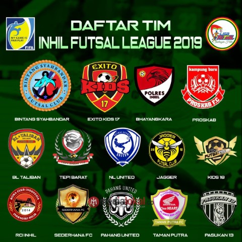 Berikut Nama Nama Tim Dan Pembagian Grup Yang Akan Tampil Di Liga Futsal Inhil Tahun 2019