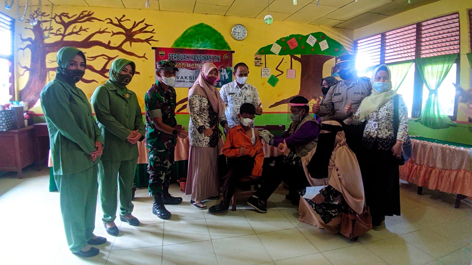 Dandim 0314/Inhil Diwakili Danramil 03/Tempuling Monitoring Serbuan Vaksinasi Usia 6-11 Tahun