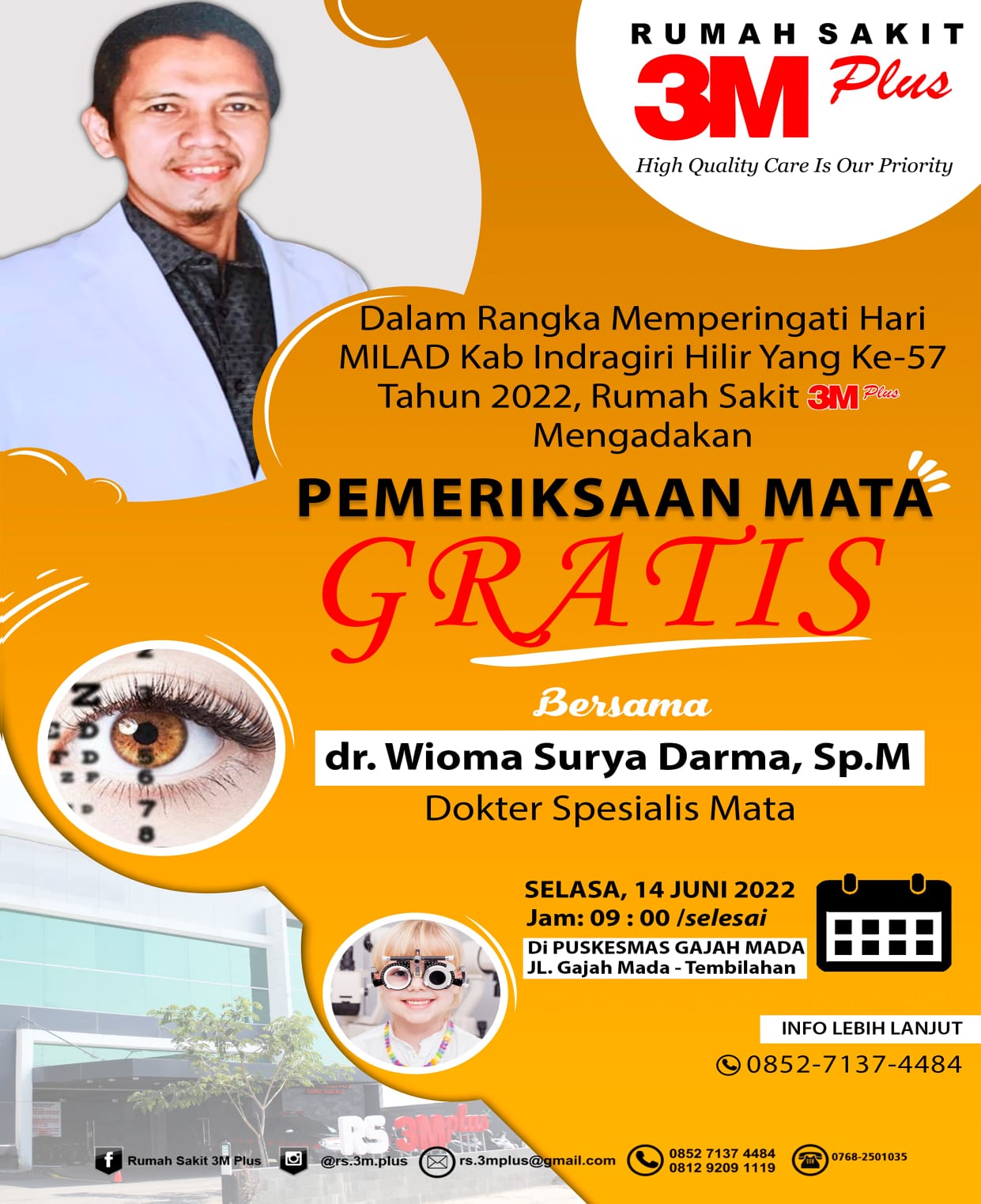 Milad Inhil yang ke-57, RS 3M Plus Tembilahan Adakan Pemeriksaan Mata Gratis untuk Masyarakat