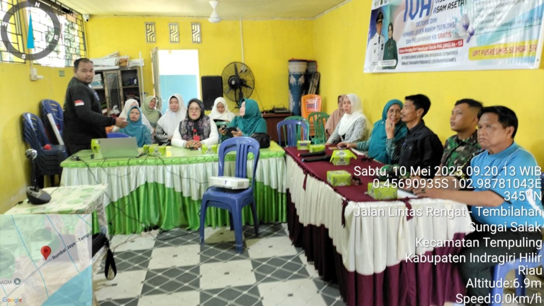 Babinsa Koramil 03/Tempuling Mengikuti Zoom Meeting Pemeriksaan IVA Test di Puskesmas Sungai Salak