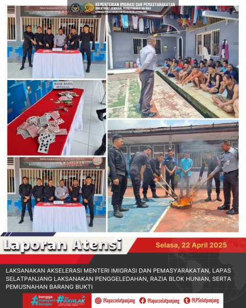 Lapas Selatpanjang Masih Zero Halinar,  Rutin Laksanakan Razia Blok Hunian Lapas Selatpanjang Masih Zero Halinar,  Rutin Laksanakan Razia Blok Hunian