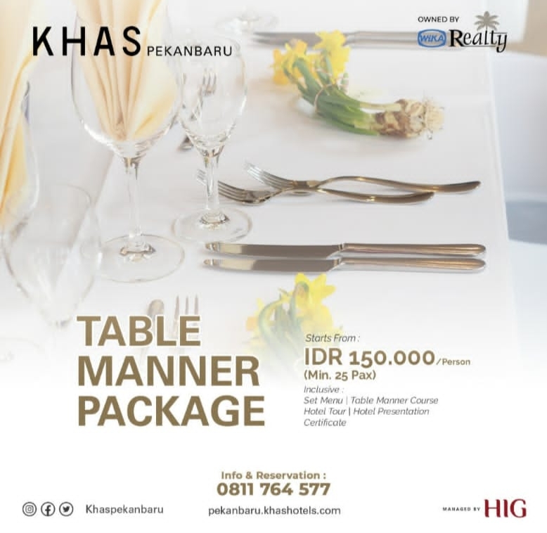 Yang Pengen Tambah Ilmu Tentang Table Manner, Ada Paket Menarik dari Khas Pekanbaru Hotel