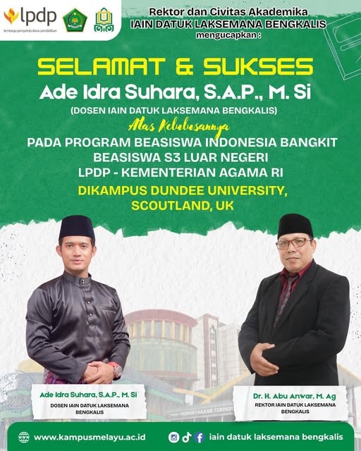 Membanggakan! Dua Dosen IAIN Datuk Laksemana Bengkalis Raih Beasiswa LPDP