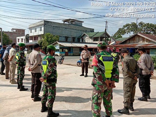 Operasi Penegakan Protkes Covid-19 Terus Digencarkan Oleh Koramil 03/Tempuling dan Satgas