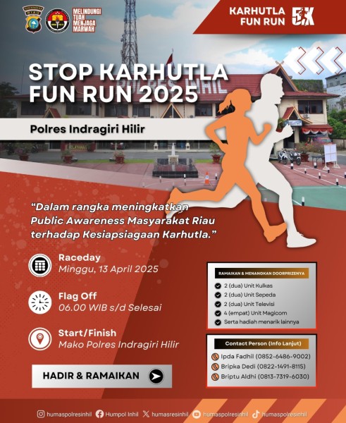 Fun Run 5 KM Untuk Cegah Karhutla, Kapolres Inhil Ajak Masyarakat Untuk Semakin Peduli dengan Lingkungan