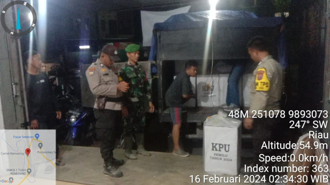 Danramil 09/Kemuning Giat Lakukan Pengawalan dan Pengembalian Logistik Hasil Pemilu