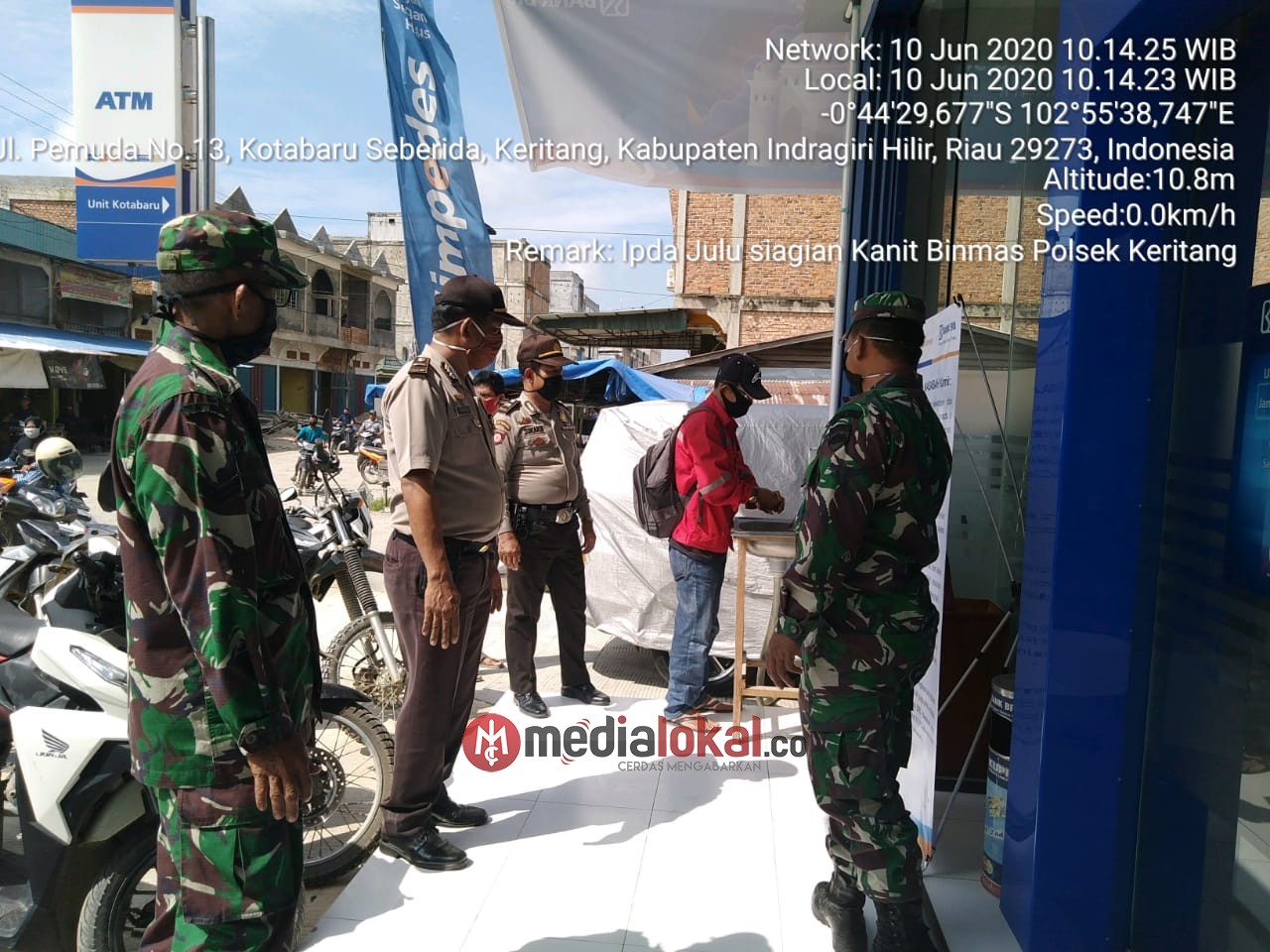 Koramil 09/Kemuning Lakukan Penegakan Disiplin Protokol Kesehatan Covid-19 di Wilayah Keritang