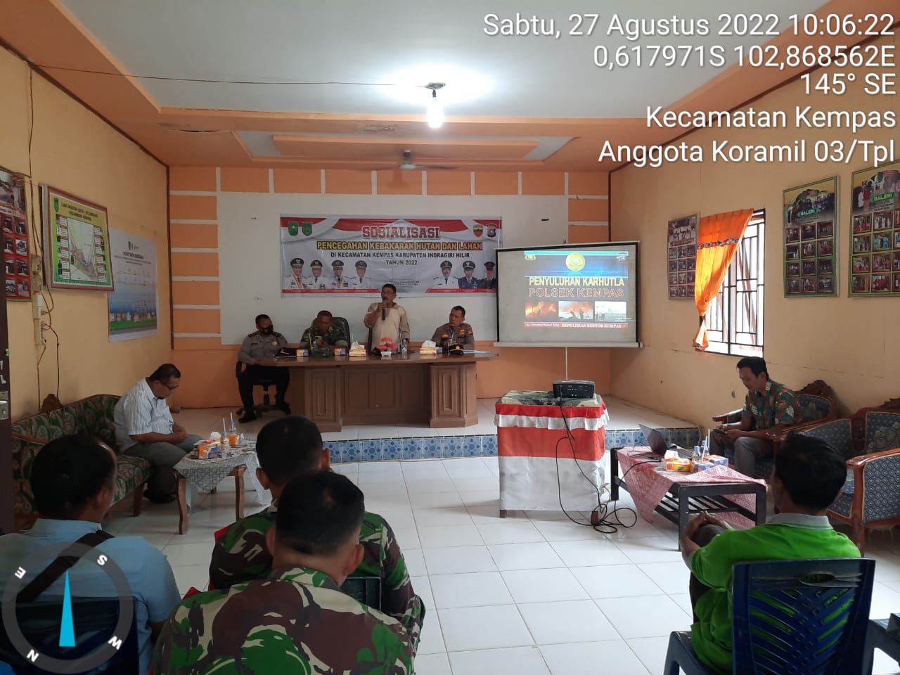 Babinsa 03/Tempuling Hadiri Sosialisasi Pencegahan Karhutla Di Kecamatan Kempas