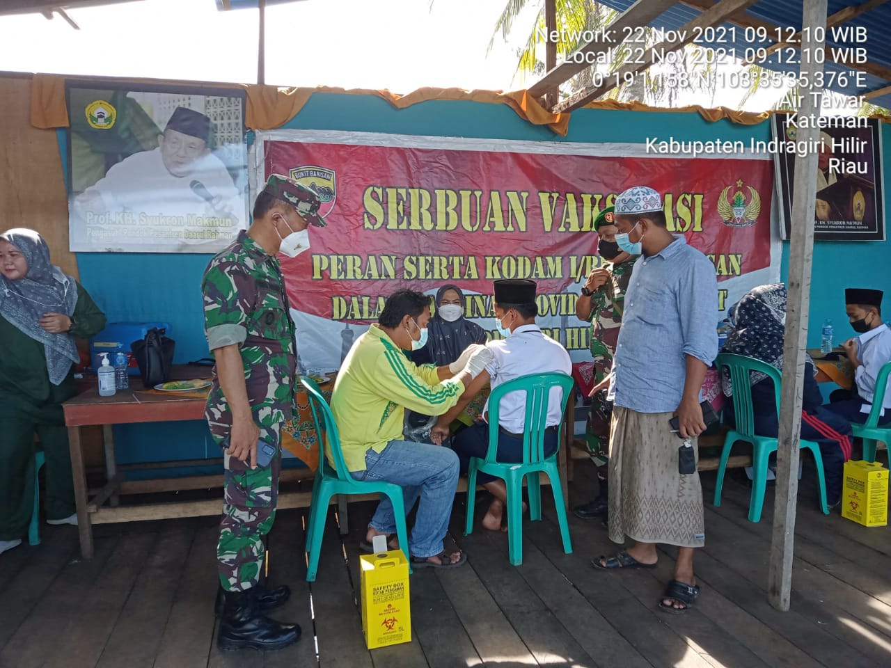 Personil TNI Koramil 06/Kateman Tinjau Vaksinasi di Ponpes Daarul Rahman
