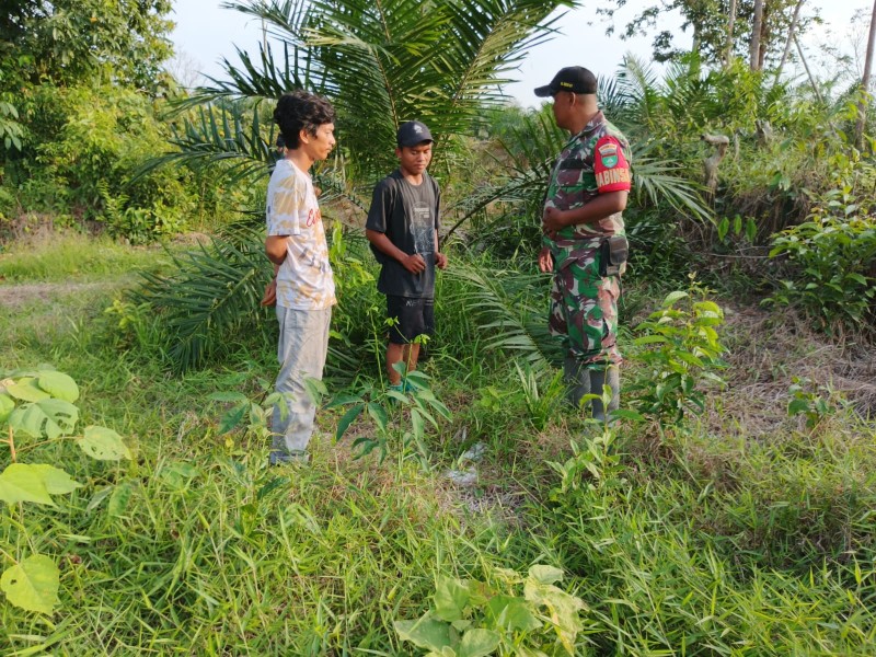 Patroli Karhutla dan Tapal Batas di Wilayah Koramil 09/Kemuning Berjalan Aman