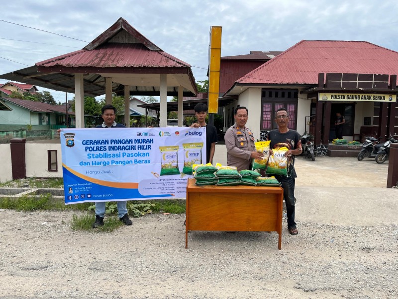 Polsek Gaung Anak Serka Gelar Gerakan Pangan Murah Stabilkan Harga Beras di Masyarakat