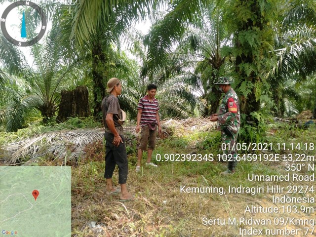 Babinsa Koramil 09/Kemuning Rutin Lakukan Patroli Karhutla di Sekayan