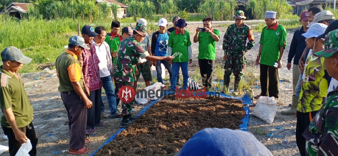 Koramil 09/Kemuning Bersama SPII Olah Lahan Sebagai Demplot Tanaman Padi 