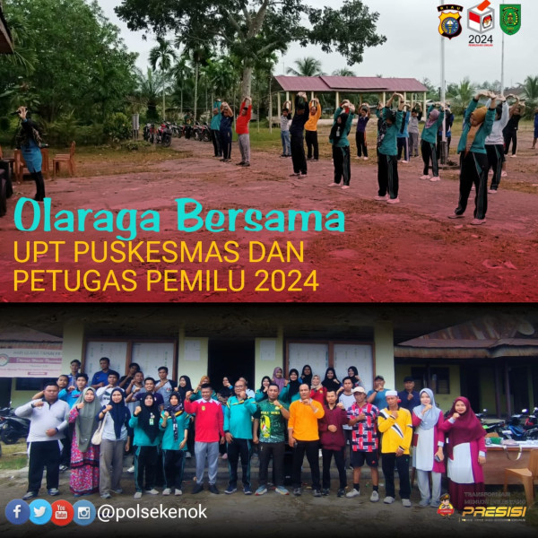 Kapolsek Enok Ikuti Senam Sehat Bersama Nakes dan Petugas Pemilu 2024