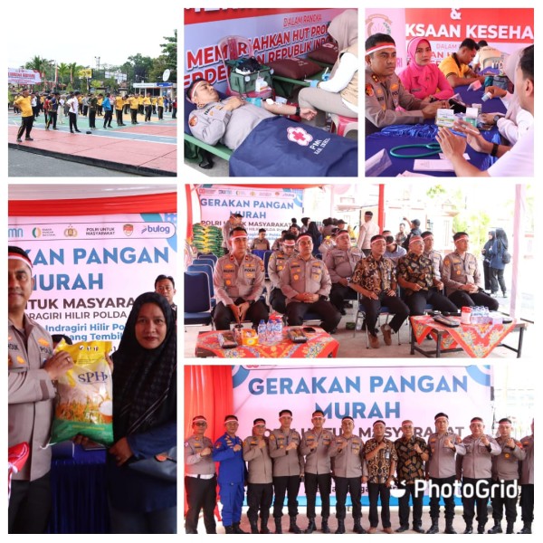 Polres Inhil Gelar Gerakan Pangan Murah, Meriahkan HUT RI ke-80 dengan Senam, Donor Darah, dan Bagi-Bagi Bendera