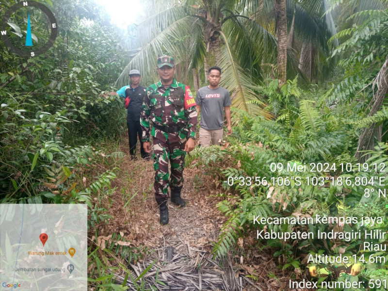 Lakukan Pencegahan Karhutla Babinsa Koramil 03/Tpl Laksanakan Patroli Rutin Dengan MPA