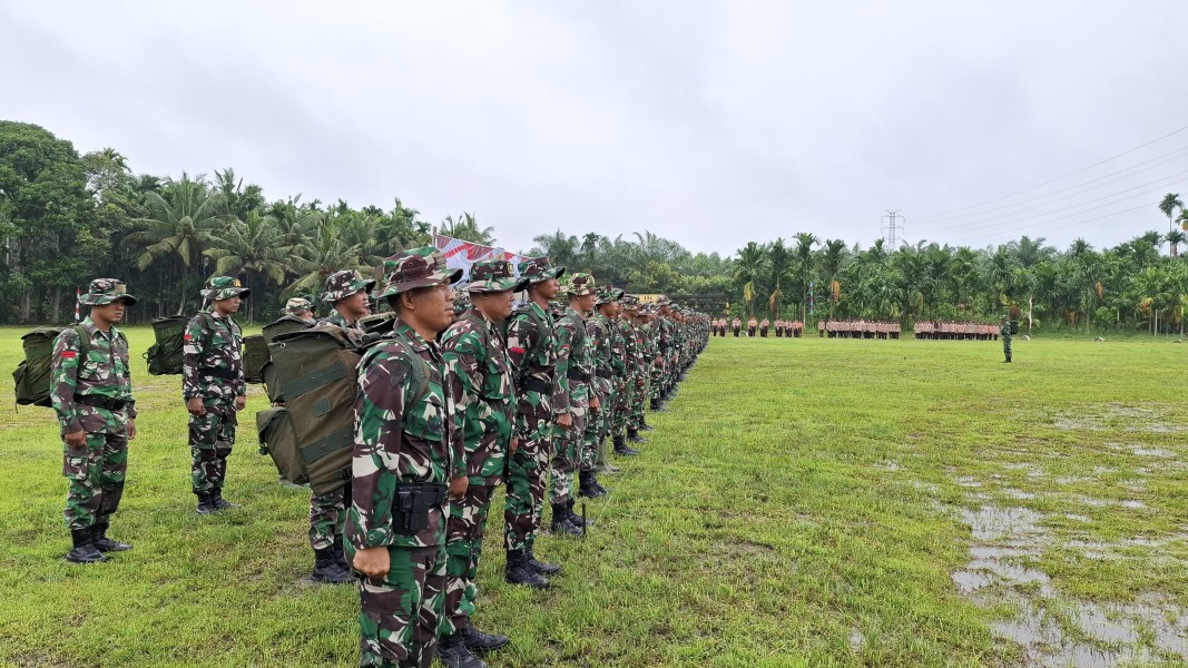Persiapan Penutupan, Satgas Laksanakan Gladi Upacara Penutupan TMMD Ke 123 Kodim 0314/Inhil