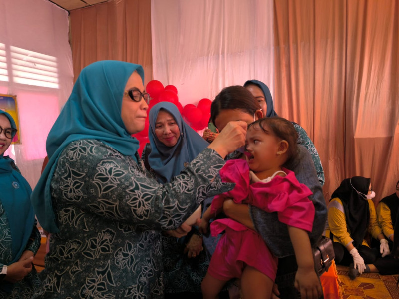 Pj Ketua TP PKK Inhil Tinjau Posyandu di Kec Batang Tuaka