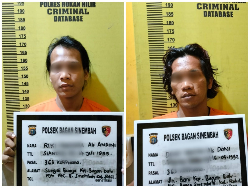Bobol Kios Buah, 2 Pria Bergaya Wanita di Rohil di Amankan Polsek Bagan Sinembah