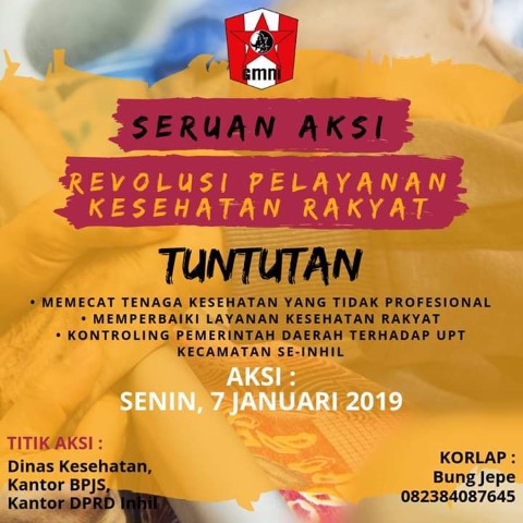 Bela Hak Masyarakat, GmnI Inhil Akan Lakukan Aksi Revolusi Pelayanan Kesehatan 
