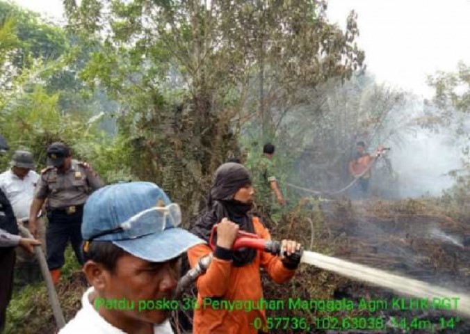 Karlahut di Batang Gangsal Inhu Tak Kunjung Padam, BPBD Riau Terjunkan Water Bombing