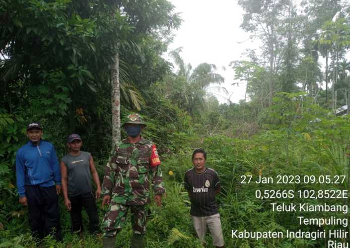 Rutinitas Bersama MPA, Babinsa 03/Tpl Lakukan Patroli Karhutla di Desa Teluk Kiambang