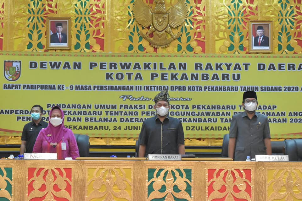 Paripurna Pandangan Umum Fraksi Terhadap Ranperda Tentang Pertanggungjawaban Pelaksanaan APBD Kota Pekanbaru Tahun 2020