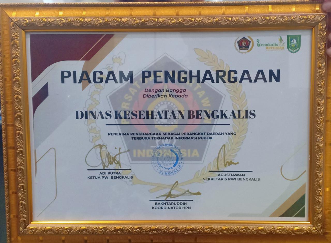 Terima Penghargaan dari PWI, Dinas Kesehatan Ucapkan Terima Kasih Dan Akan Terus Berkontribusi